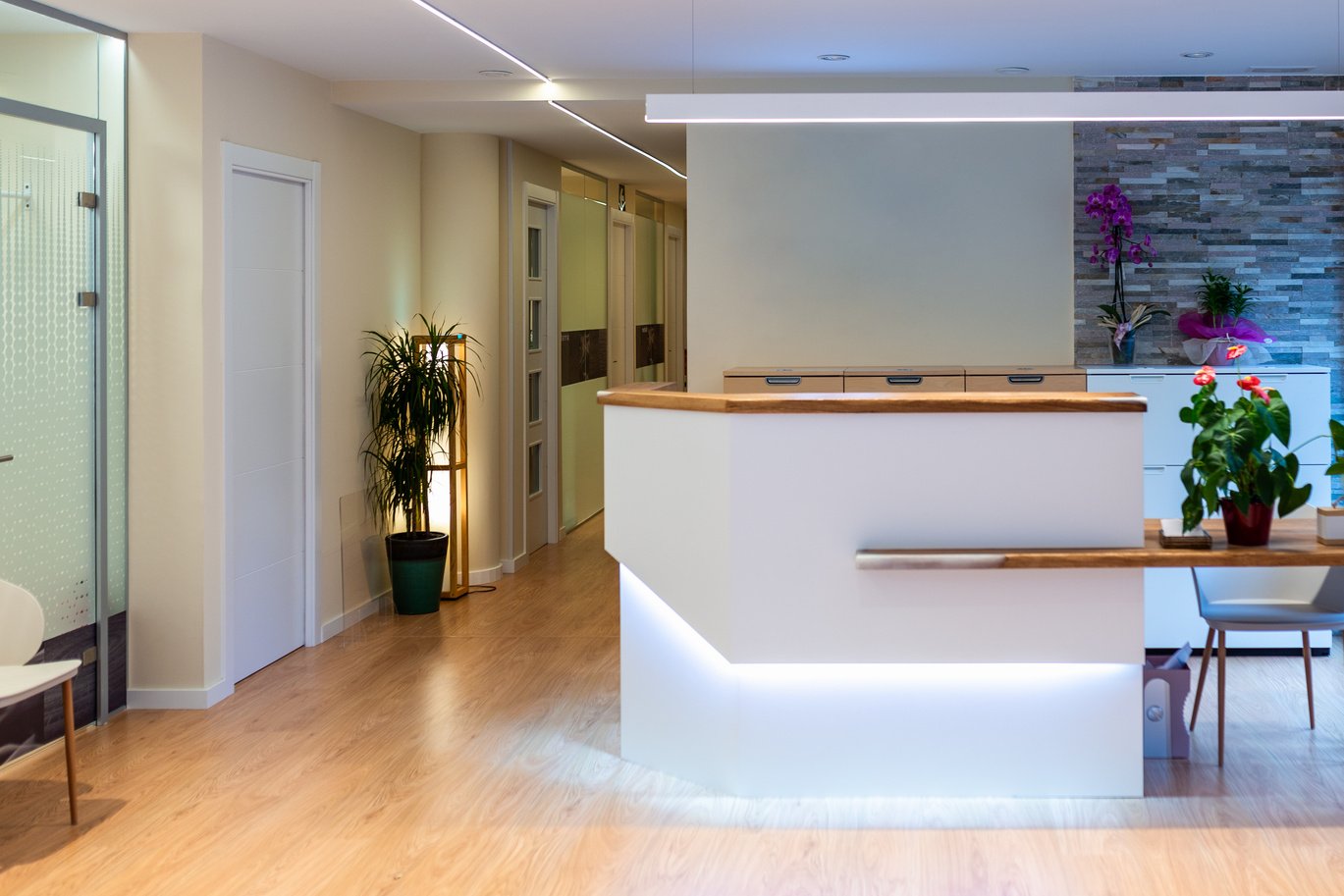 Reception Area with Reception Desk in Gym Fitness Center