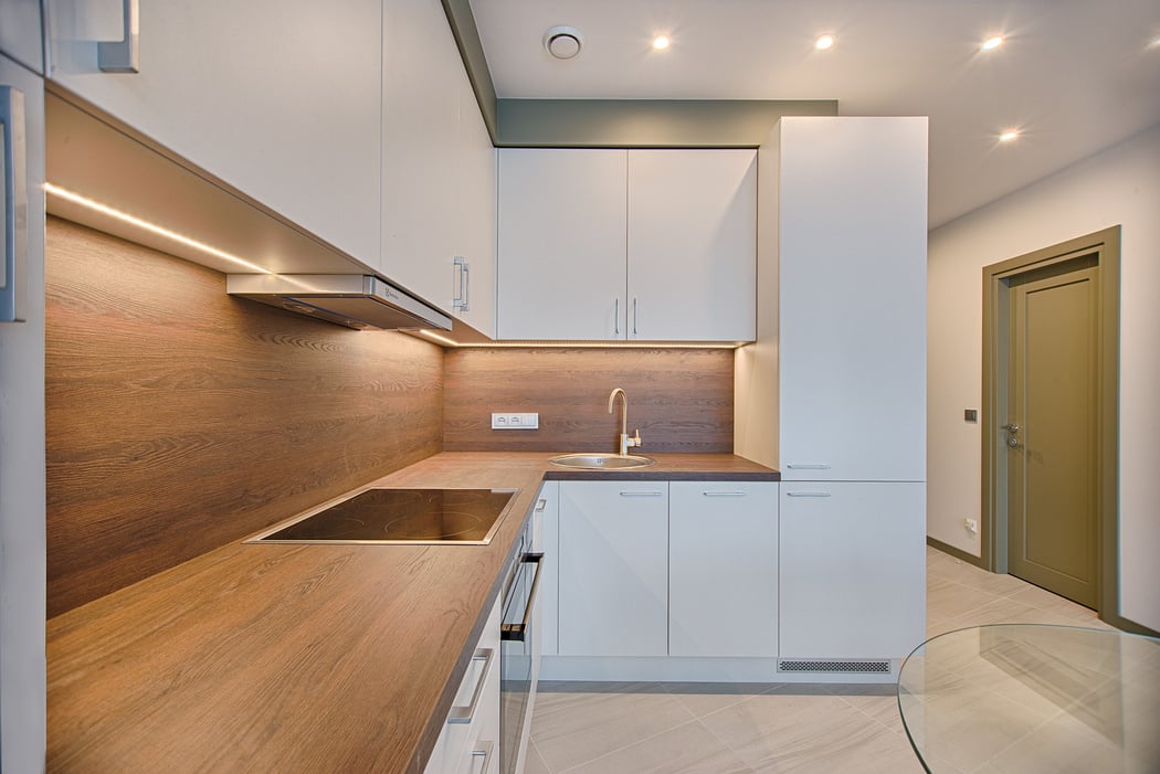 White Wooden Modular Kitchen