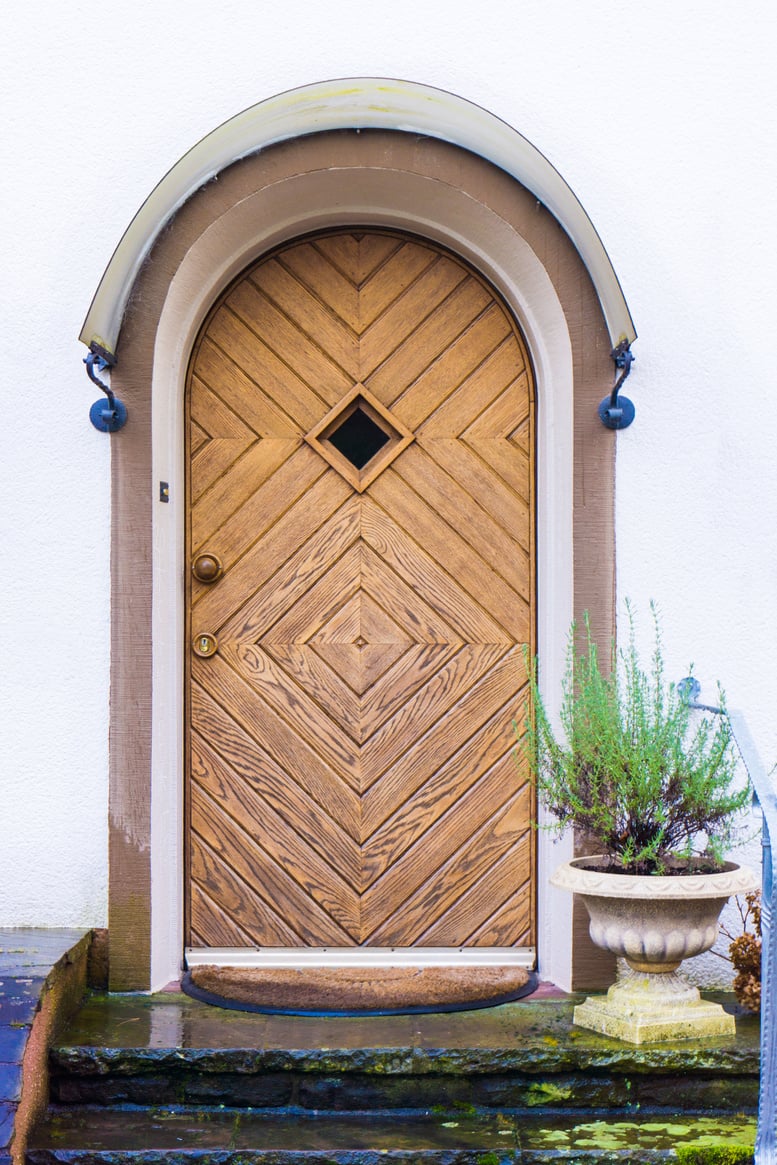 Front Door.  Wood door